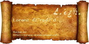 Lorenz Árpád névjegykártya
